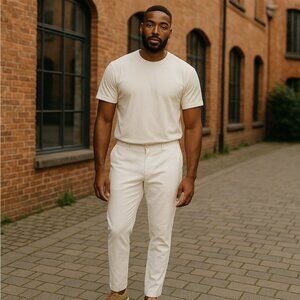 Bar III Size 33W 30L Men's Linen Pants Lined Slim Fit White